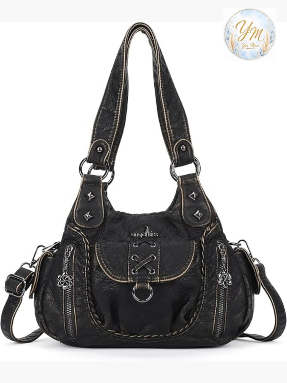 Vegan Leather Hobo Crossbody Bag Multi-Pocket Shoulder Tote